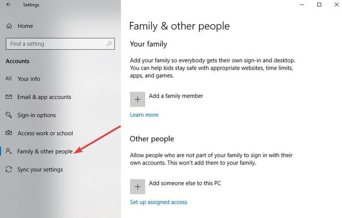 صورة لـ كيفية إصلاح مشكل عدم عمل وظيفة النسخ واللصق في Windows | fix-copy-paste-not-working-windows-settings-accounts-family-and-other-people-min-DzTechs