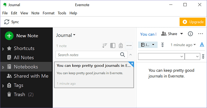 صورة لـ أفضل تطبيقات دفتر اليوميات لنظام التشغيل Windows | journaling-apps-windows-evernote-2-min-DzTechs