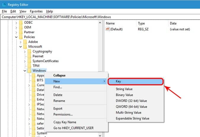 صورة لـ كيفية جعل نظام Windows 10 أسرع في 9 خطوات بسيطة | new-key-registry-min-DzTechs