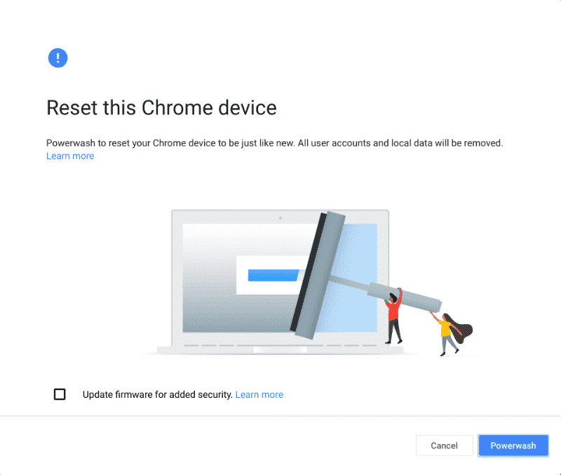صورة لـ كيفية إعادة تعيين أو عمل Powerwash لجهاز Chromebook | powerwash-chromebook-confirm-after-restart-min-DzTechs