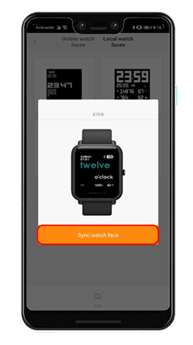 صورة لـ كيفية إضافة وجوه ساعة مخصصة على Amazfit Bip | sync-watch-face2B252812529-min-DzTechs