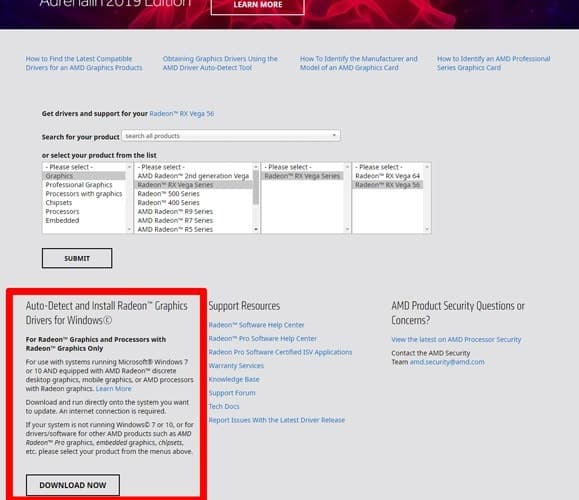 صورة لـ كيفية تحديث برامج تشغيل AMD Graphics في نظام التشغيل Windows 10 | update-amd-graphics-drivers-amd-drivers-page-min-DzTechs