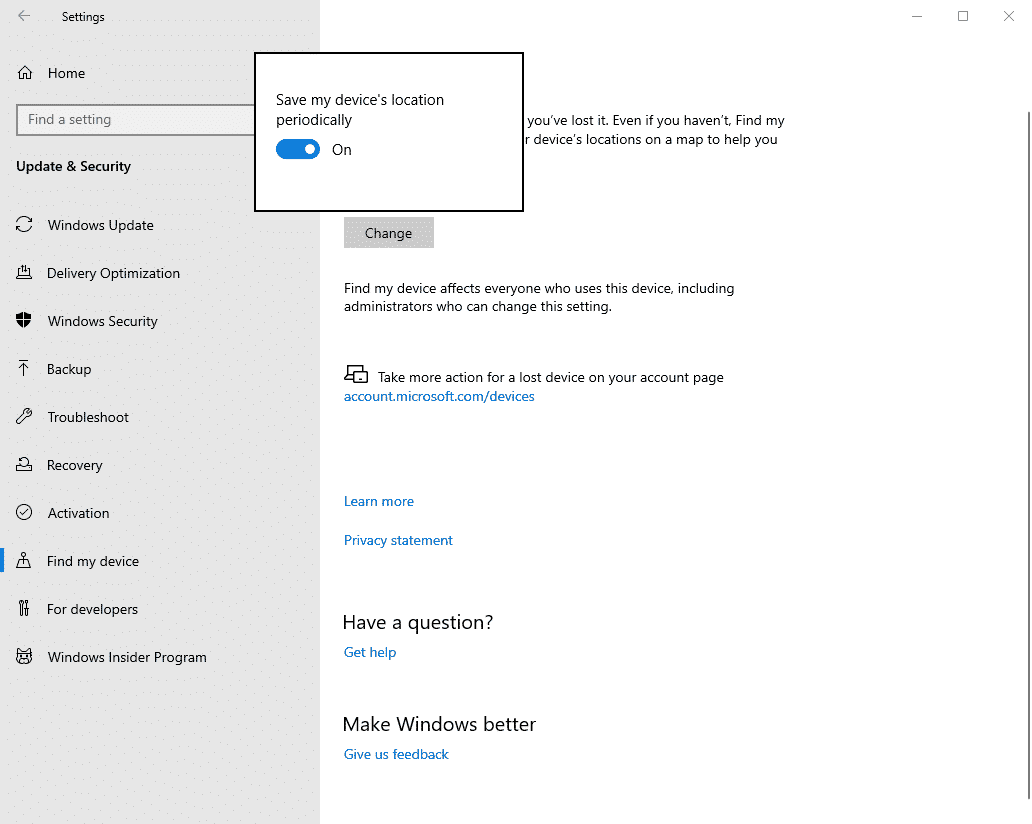 صورة لـ 7 إعدادات يجب عليك تحسينها بعد تثبيت Windows 10 | win10-options-to-manage-enable-find-my-device-DzTechs