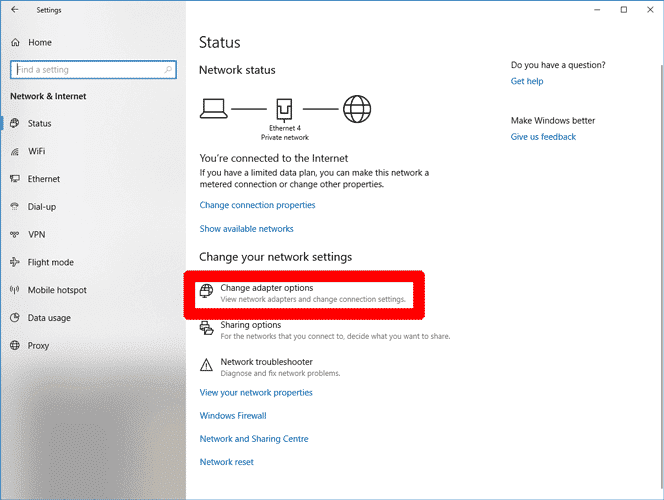 صورة لـ تطبيق Windows Store لا يعمل؟ إليك كيفية إصلاحه | windows-store-not-working-change-adapter-options.png-min-DzTechs