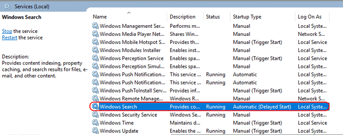 صورة لـ كيفية جعل نظام Windows 10 أسرع في 9 خطوات بسيطة | wsearch-entry-min-DzTechs
