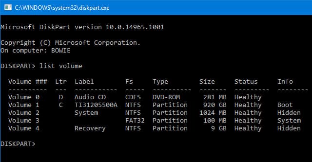 صورة لـ Windows 10 لا يقوم بالتمهيد؟ إصلاحات لتشغيل الكمبيوتر مرة أخرى | 1_volume-list-DzTechs