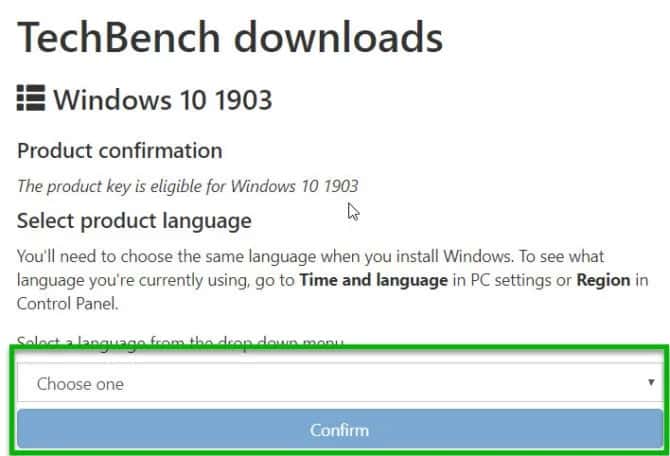 صورة لـ تنزيل Windows 10 الإصدار 1903 بتنسيق ISO [روابط التنزيل مباشرة] | Choose-language-to-download-Windows-10-Version-1903-ISO-670x456-min-DzTechs