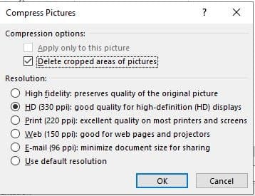 صورة لـ نصائح مفيدة لتقليل حجم ملف عرض PowerPoint التقديمي | Reduce-size-powerpoint-compress-all-images-options-min-DzTechs