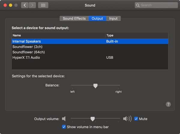 صورة لـ كيفية تسجيل صوت النظام أثناء تسجيل الشاشة على QuickTime | Soundflower-Mac-Internal-Speakers-min-DzTechs