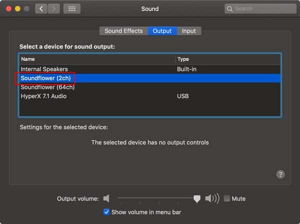 صورة لـ كيفية تسجيل صوت النظام أثناء تسجيل الشاشة على QuickTime | Soundflower-Mac-Output-min-DzTechs