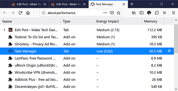 صورة لـ هل إضافات المتصفح تستهلك موارد النظام وتبطئ التصفح؟ | browser-extensions-slow-firefox-task-manager-min-DzTechs
