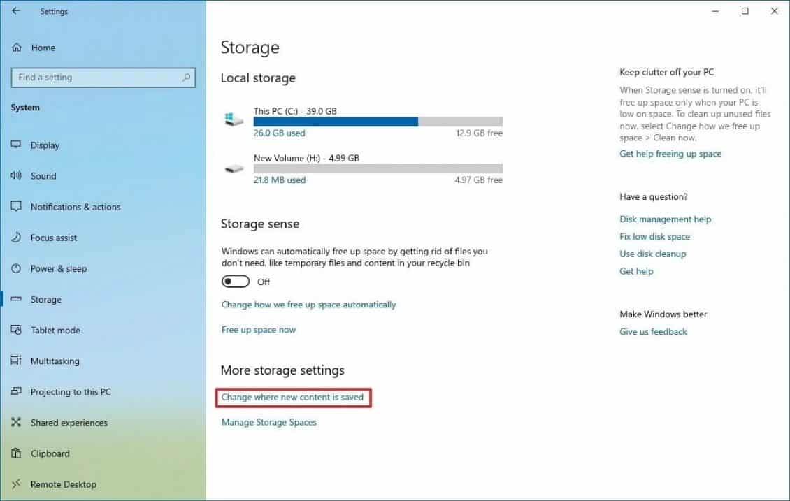 صورة لـ أفضل الطرق لتحرير مساحة تخزين القرص الصلب على Windows 10 | change-location-new-content-saved-windows10-min-DzTechs