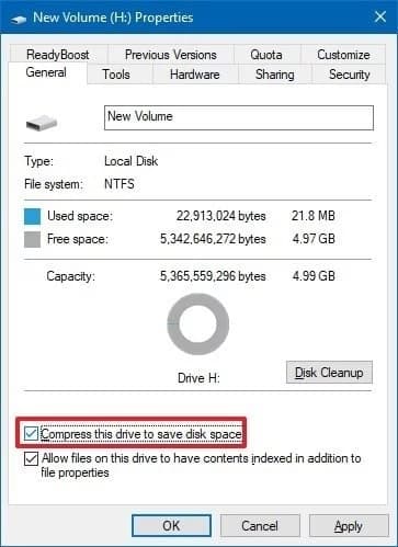 صورة لـ أفضل الطرق لتحرير مساحة تخزين القرص الصلب على Windows 10 | compress-drive-save-disk-space-windows-10-min-DzTechs