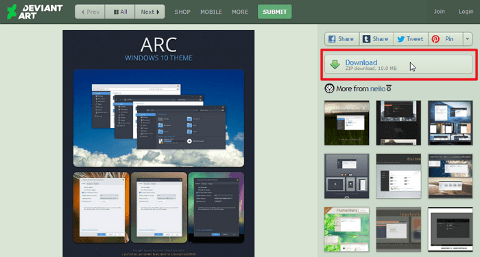 صورة لـ كيفية تثبيت السمات المخصصة في نظام Windows 10 | deviantart-download-min-DzTechs