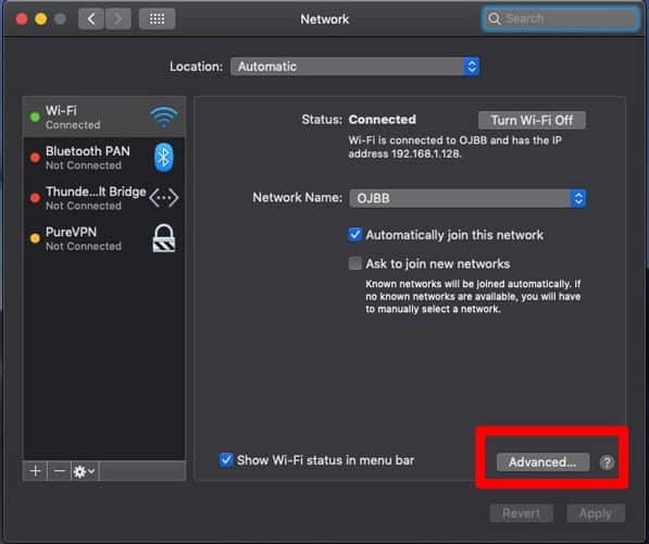 صورة لـ كيفية إصلاح مشاكل Wi-Fi وتوقف الاتصال بالإنترنت على نظام MacOS | fix-wifi-mac-advanced-options-min-DzTechs