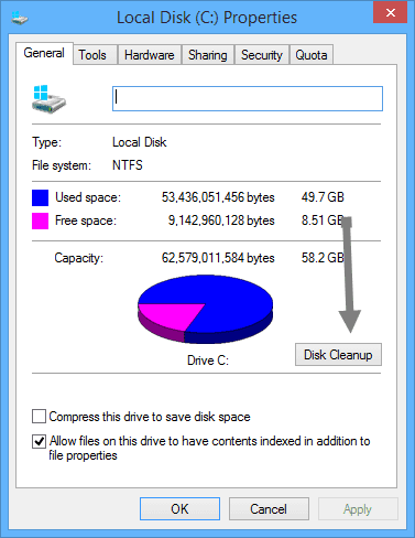 صورة لـ أفضل الطرق لتحرير مساحة تخزين القرص الصلب على Windows 10 | free-disk-space-c-drive-properties-min-DzTechs