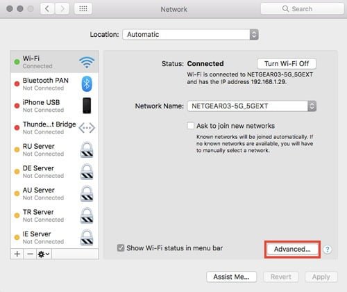 صورة لـ كيفية إصلاح مشاكل Wi-Fi وتوقف الاتصال بالإنترنت على نظام MacOS | mac-connect-internet-advanced-min-DzTechs