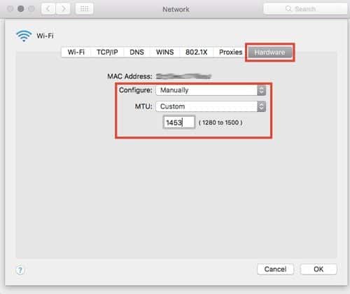صورة لـ كيفية إصلاح مشاكل Wi-Fi وتوقف الاتصال بالإنترنت على نظام MacOS | mac-connect-internet-mtu-min-DzTechs