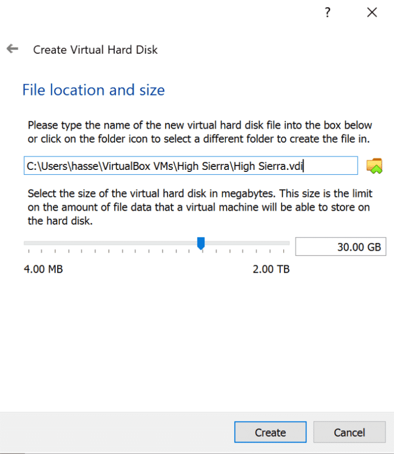صورة لـ كيفية تثبيت نظام التشغيل macOS مع VirtualBox على Windows | macOS-VirtualBox-Hard-Disk-Size-min-DzTechs