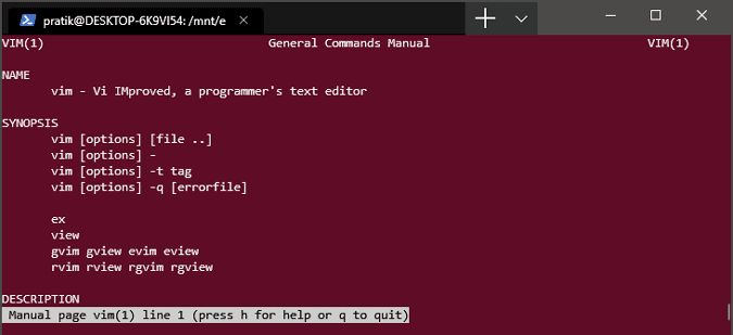 صورة لـ 10 أوامر Unix لاستخدامها مع Windows Terminal الجديد | man-vim-command-min-DzTechs