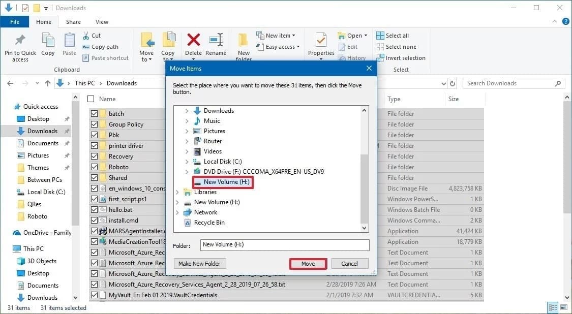 صورة لـ أفضل الطرق لتحرير مساحة تخزين القرص الصلب على Windows 10 | move-content-new-drive-file-explorer-min-DzTechs