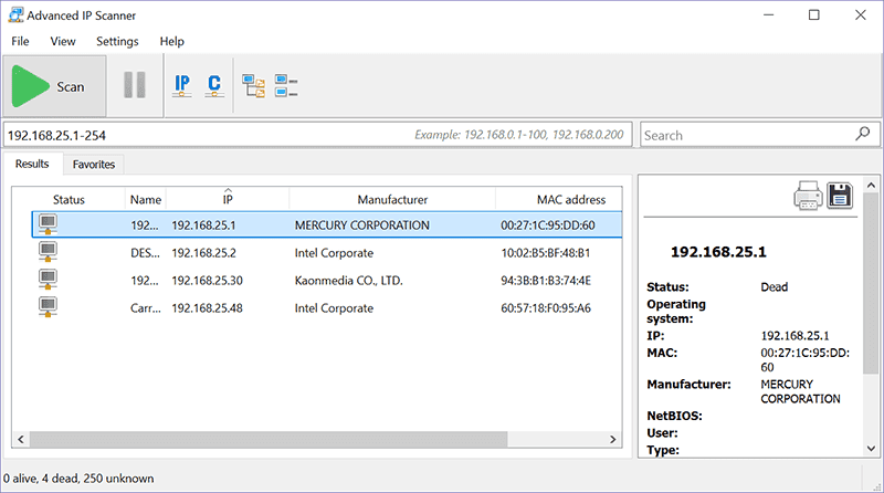 صورة لـ كيفية البحث عن الأجهزة المتصلة على شبكة Wi-Fi الخاصة بك | network-scanning-advanced-ip-min-DzTechs