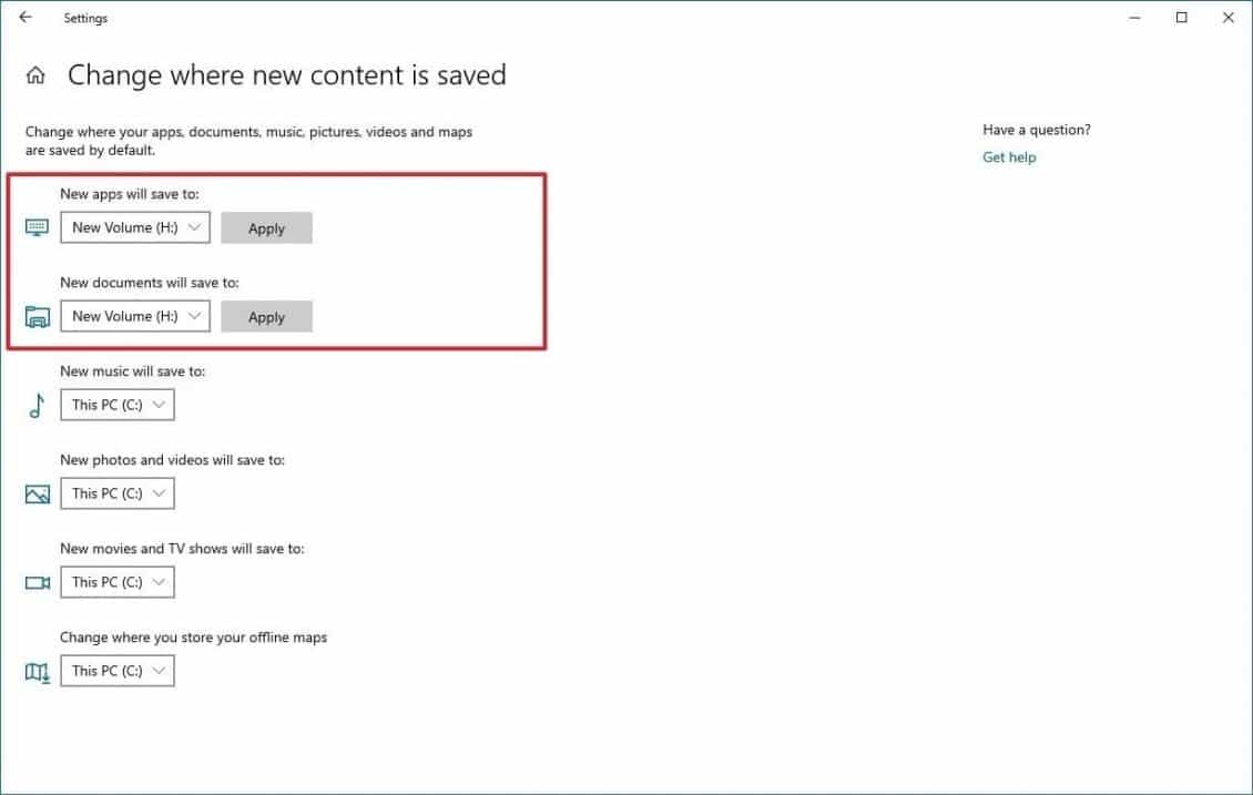 صورة لـ أفضل الطرق لتحرير مساحة تخزين القرص الصلب على Windows 10 | new-location-save-apps-files-windows10-min-DzTechs