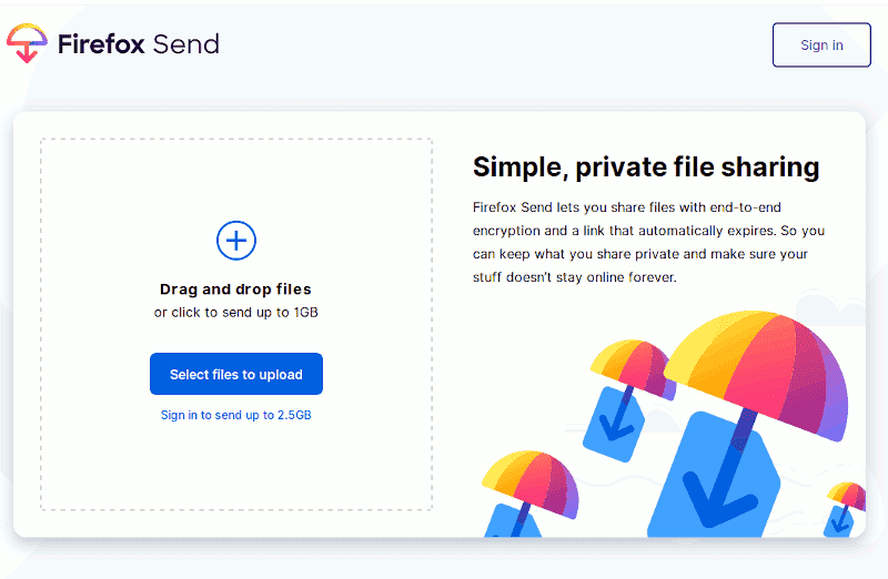 صورة لـ طرق سهلة وسريعة لإرسال ومشاركة الملفات الكبيرة عبر الإنترنت | send-large-file-firefox-send-min-DzTechs