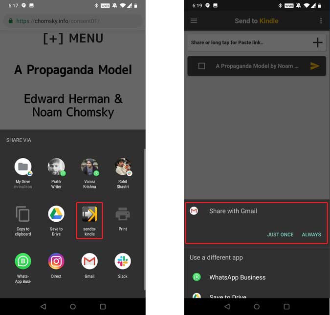 صورة لـ كيفية إرسال المقالات إلى Kindle من نظام Android بسهولة | send-to-kind2-min-DzTechs