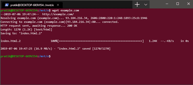صورة لـ 10 أوامر Unix لاستخدامها مع Windows Terminal الجديد | wget-example-min-DzTechs