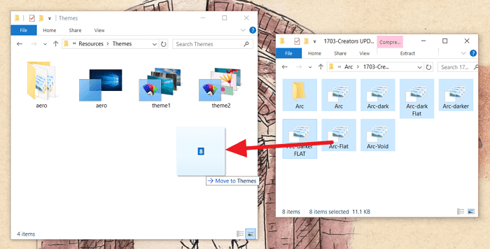 صورة لـ كيفية تثبيت السمات المخصصة في نظام Windows 10 | windows-theme-copy-files-min-DzTechs