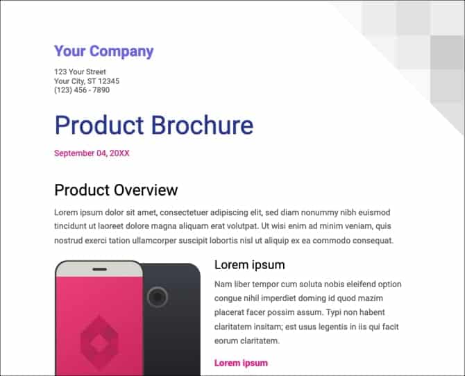 صورة لـ أفضل قوالب مستندات Google التي ستجعل حياتك أسهل | GoogleDocsBrochureTemplateSS-min-DzTechs