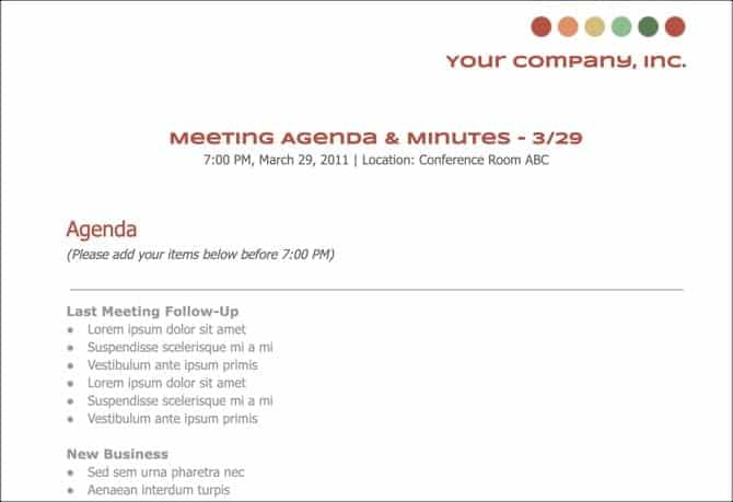 صورة لـ أفضل قوالب مستندات Google التي ستجعل حياتك أسهل | GoogleDocsMeetingAgendaTemplateSS-min-DzTechs