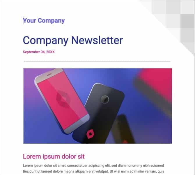 صورة لـ أفضل قوالب مستندات Google التي ستجعل حياتك أسهل | GoogleDocsNewsletterTemplateSS-min-DzTechs