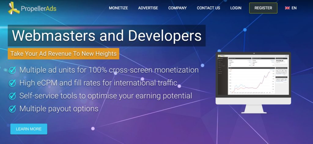 صورة لـ أفضل بدائل Google AdSense لمدونتك: إصدار 2023 | PropellerAds-1024x471-min-DzTechs