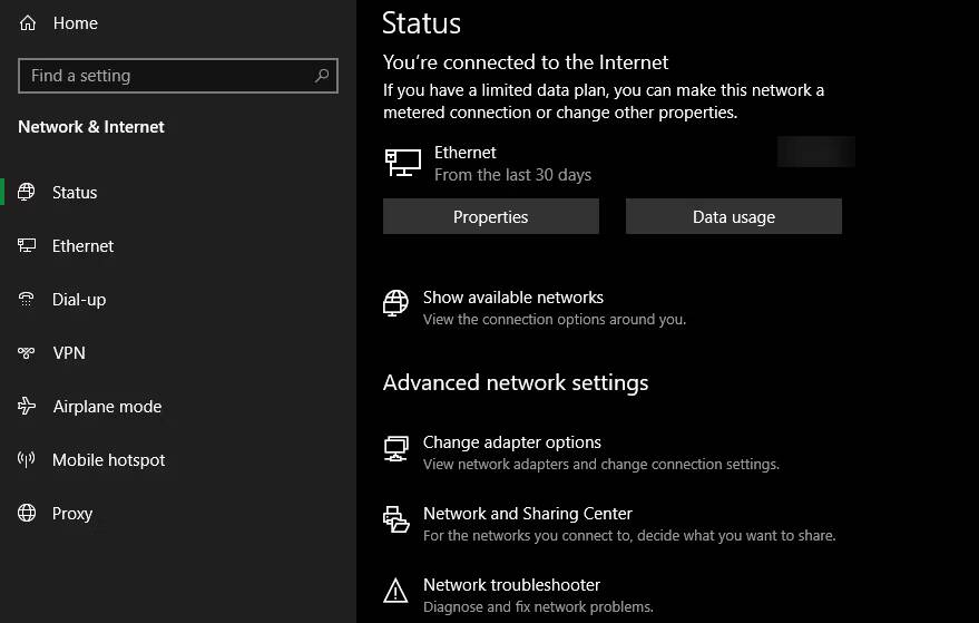 صورة لـ مُتصل بشبكة Wi-Fi ، ولكن لا يوجد اتصال إنترنت في Windows؟ ها هي الإصلاحات! | Windows-10-Network-Status-Page
