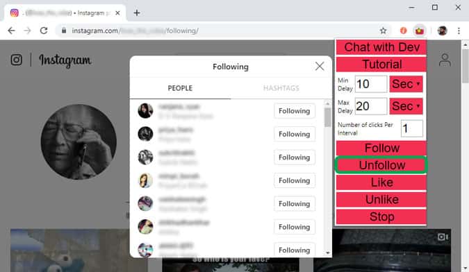 صورة لـ كيفية إلغاء متابعة الجميع على Instagram في آن واحد مجانًا | chrome-min-DzTechs