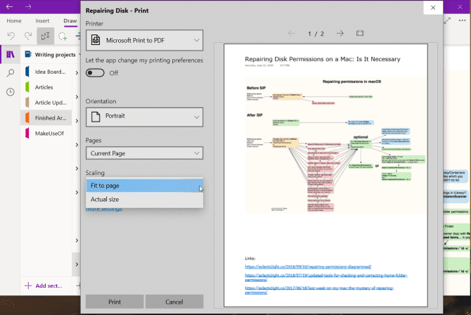 صورة لـ 6 طرق لاستخدام Trello و OneNote معاً لتحسين الإنتاجية | print-a-OneNote-page-to-pdf-min-DzTechs