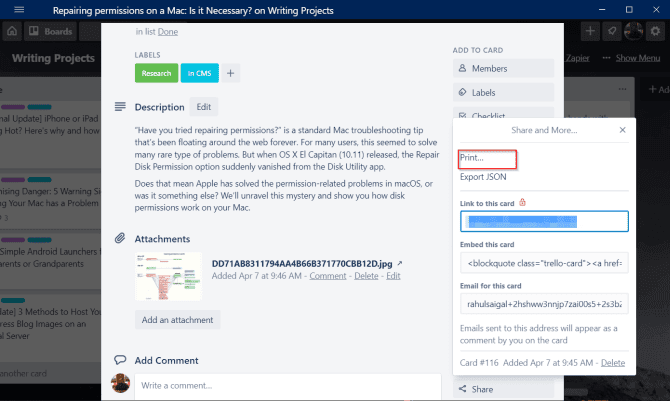 صورة لـ 6 طرق لاستخدام Trello و OneNote معاً لتحسين الإنتاجية | printing-option-trello-min-DzTechs
