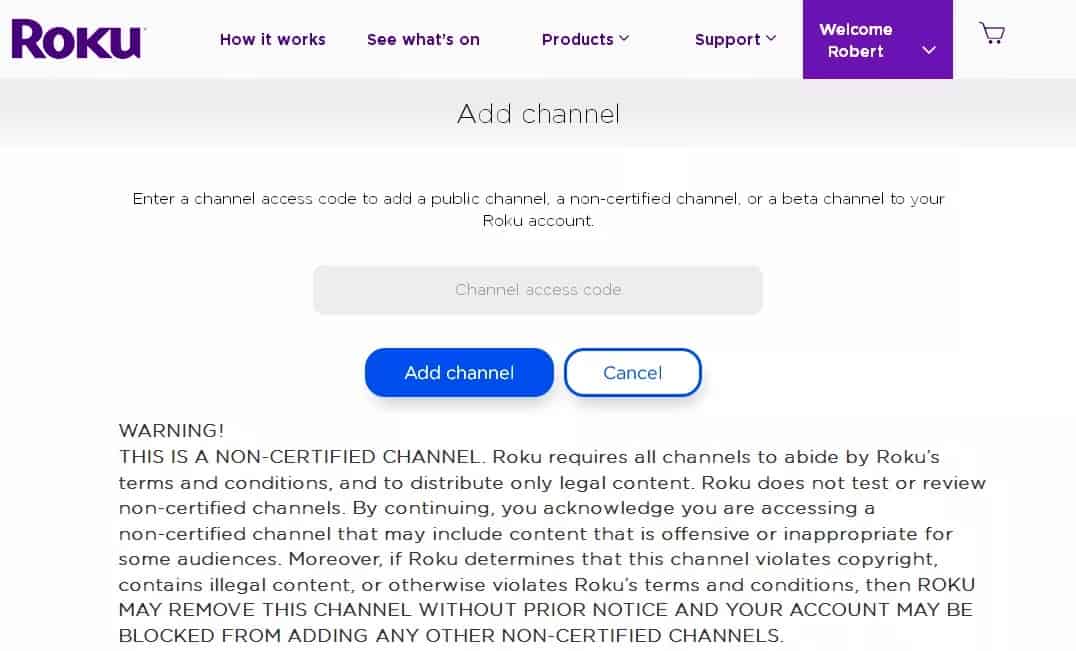 صورة لـ مجموعة من النصائح والحيل على Roku لجعل حياتك أسهل | roku-add-channel-with-codewarning.aaxx-5ae39ab8642dca0037aeda6c-min-DzTechs
