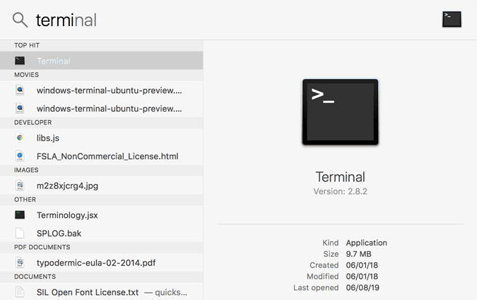 صورة لـ كيفية تعطيل وضع التصفح المتخفي في Windows و Ubuntu و macOS | spotlight-search-terminal-min-DzTechs