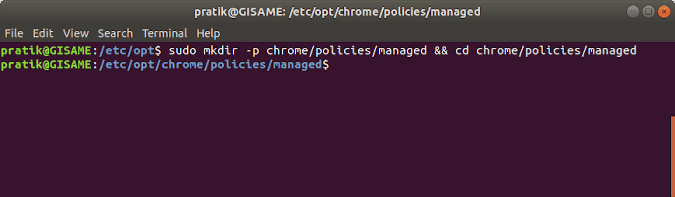 صورة لـ كيفية تعطيل وضع التصفح المتخفي في Windows و Ubuntu و macOS | sudo-mkdir-chrome-policy-folder-min-DzTechs