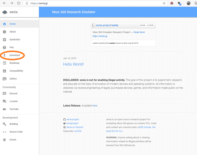 صورة لـ كيفية استخدام Xenia – أفضل محاكي Xbox 360 لنظام Windows 10 | xenia-download-1-min-DzTechs