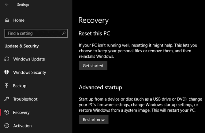 صورة لـ تلميحات لمساعدتك في إصلاح خطأ شاشة الموت الزرقاء (BSoD) في Windows | 1_Windows-10-Recovery-Reset-min-DzTechs