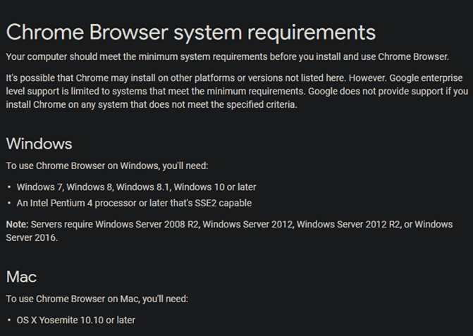 صورة لـ علامات إلى أنه حان الوقت لاستبدال جهاز MacBook أو iMac الخاص بك | Chrome-System-Requirements-min-DzTechs