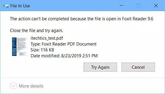 صورة لـ كيفية حذف، نقل أو إعادة تسمية الملفات قيد الاستخدام بواسطة برنامج آخر | File-is-open-in-another-program-min-DzTechs