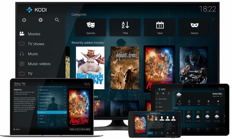صورة لـ أفضل خيارات برامج خادم الوسائط لـ Linux | Kodi-Home-Theater-Software-min-DzTechs