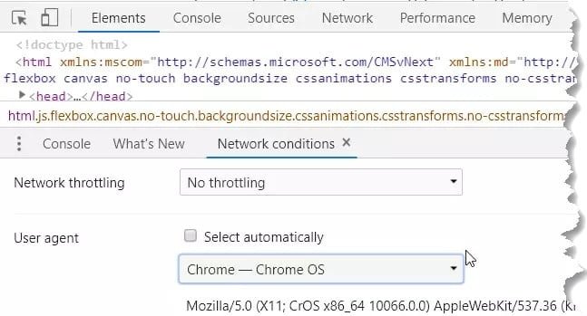 صورة لـ تنزيل أحدث إصدار من Windows 10 بصيغة ISO لجميع اللغات | Select-user-agent-in-Chrome-min-DzTechs