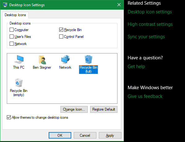صورة لـ كيفية تخصيص أي أيقونة موجودة في Windows 10 | Windows-10-Change-System-Desktop-Icons-min-DzTechs