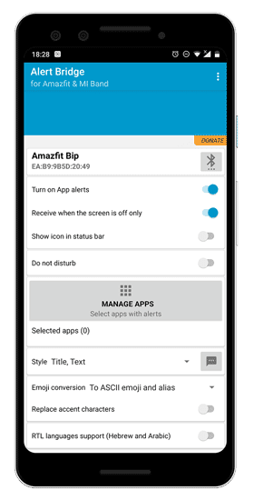 صورة لـ أفضل تطبيقات Mi Band 4 ، وجوه الساعة ونصائح وحيل مميزة | alert-bridge-for-amazfit-app-min